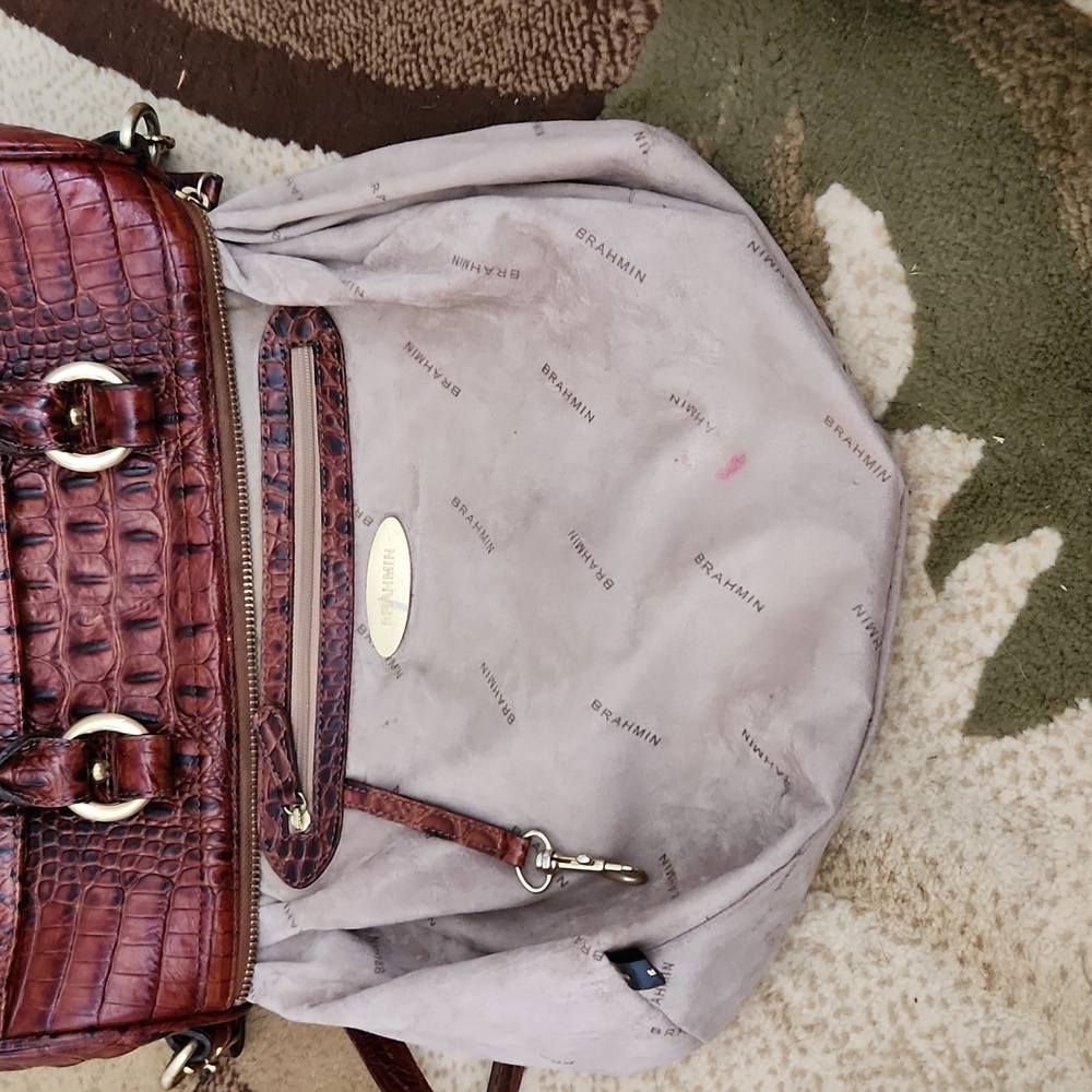 Brahmin Pecan  Croc-Embossed Shoulder Bag - Picture 5 of 16